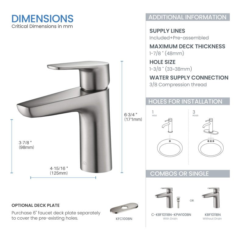 Harmony Brass Single Handle Bathroom Vanity Sink Faucet