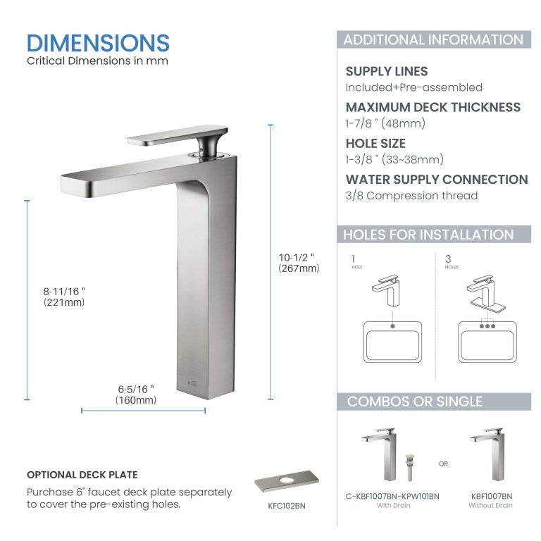 Infinity Brass Single Handle Bathroom Vessel Sink Faucet