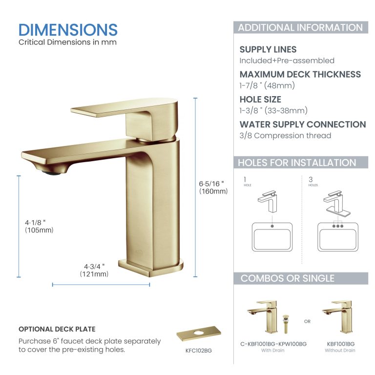 Mirage Brass Single Handle Bathroom Vanity Sink Faucet