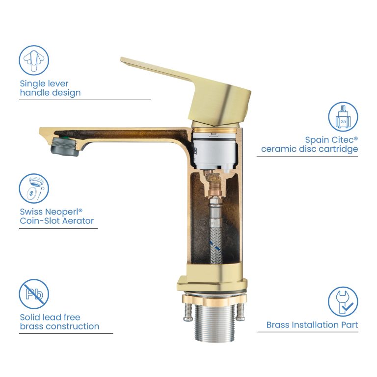 Mirage Brass Single Handle Bathroom Vanity Sink Faucet