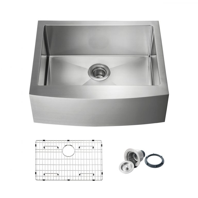 27″ Handcrafted Farmhouse Apron Single Bowl Stainless Steel Kitchen Sink