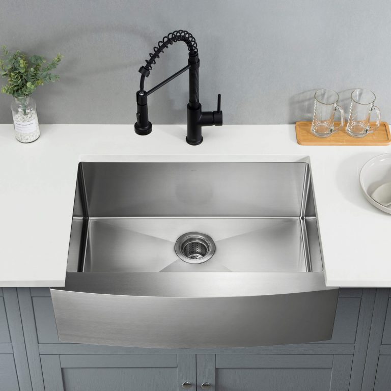 27″ Handcrafted Farmhouse Apron Single Bowl Stainless Steel Kitchen Sink