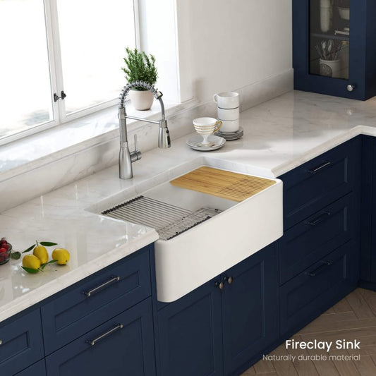 33″ Fireclay Kitchen Farmhouse Workstation Sink Pure Series