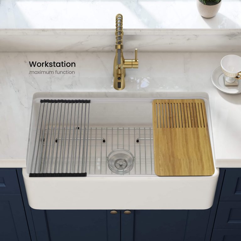 33″ Fireclay Kitchen Farmhouse Workstation Sink Pure Series