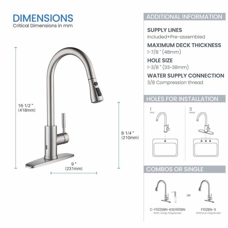 Single Handle Pull Down Kitchen Faucet With Touch Sensor