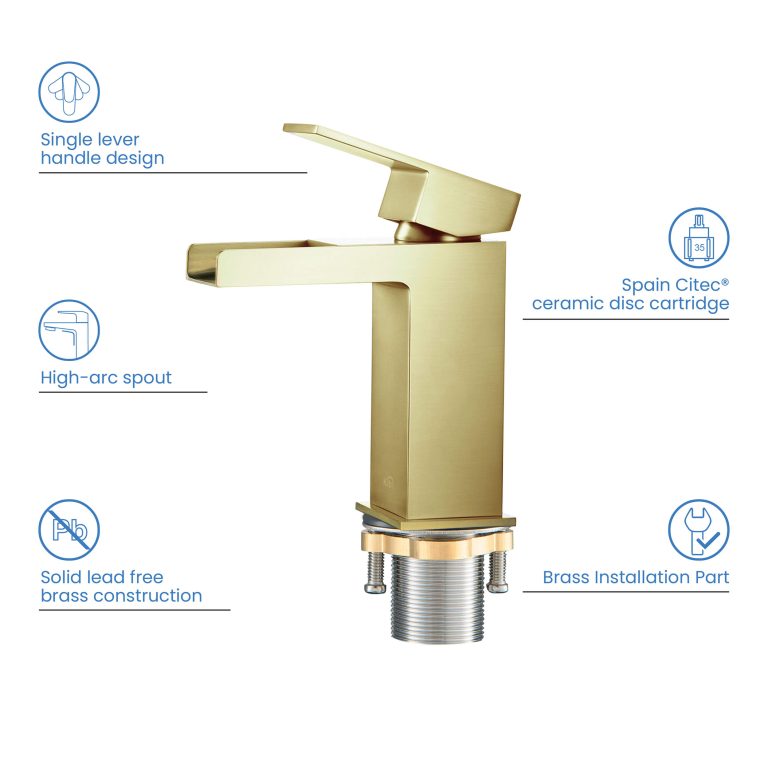 Waterfall Brass Single Handle Bathroom Vanity Sink Faucet